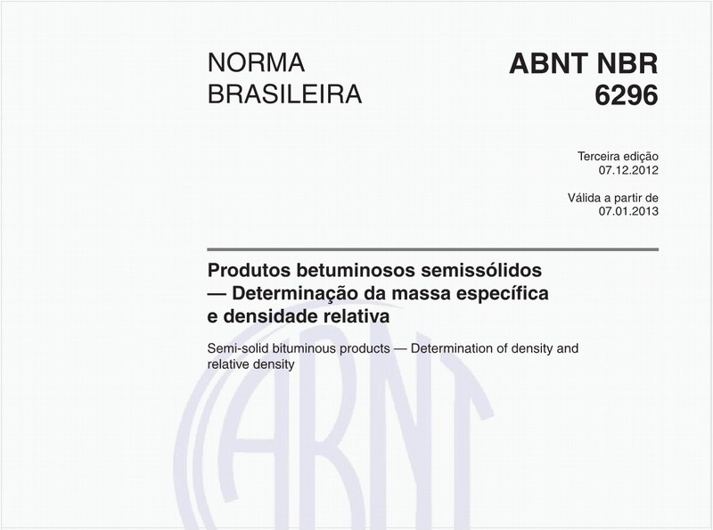 Produtos betuminosos semissólidos — Determinação da massa específica e densidade relativa
