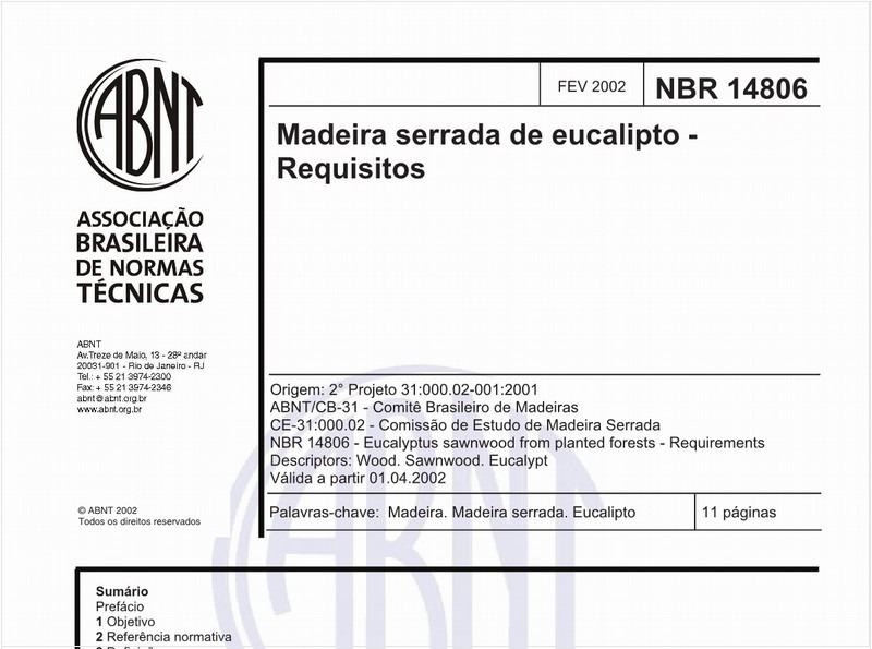 Madeira serrada de eucalipto - Requisitos