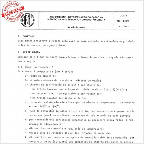 Aço-carbono - Determinação do carbono - Método gravimétrico por combustão direta