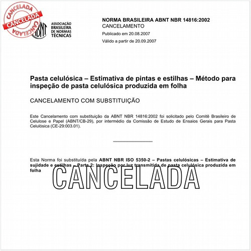 Pasta celulósica - Estimativa de pintas e estilhas - Método para inspeção de pasta celulósica produzida em folhas