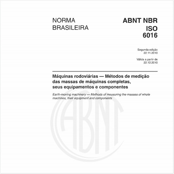 Máquinas rodoviárias — Métodos de medição das massas de máquinas completas, seus equipamentos e componentes