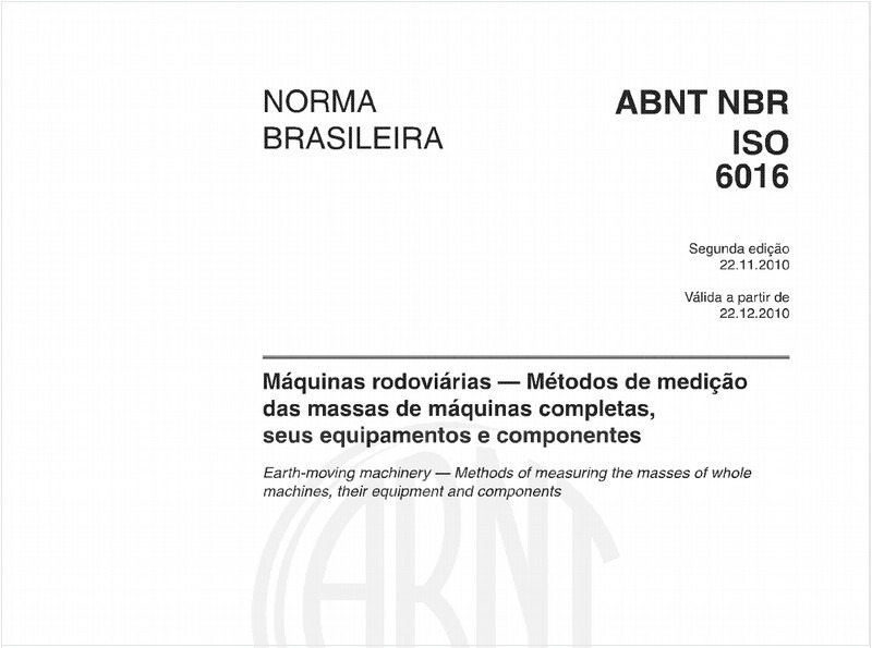 Máquinas rodoviárias — Métodos de medição das massas de máquinas completas, seus equipamentos e componentes