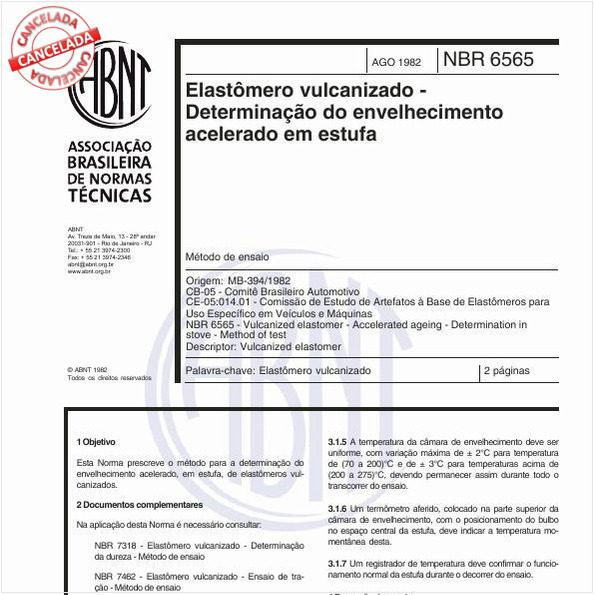 Elastômero vulcanizado - Determinação do envelhecimento acelerado em estufa