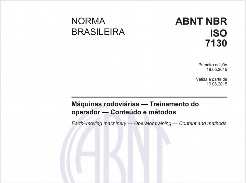 Máquinas rodoviárias - Treinamento do operador - Conteúdo e métodos