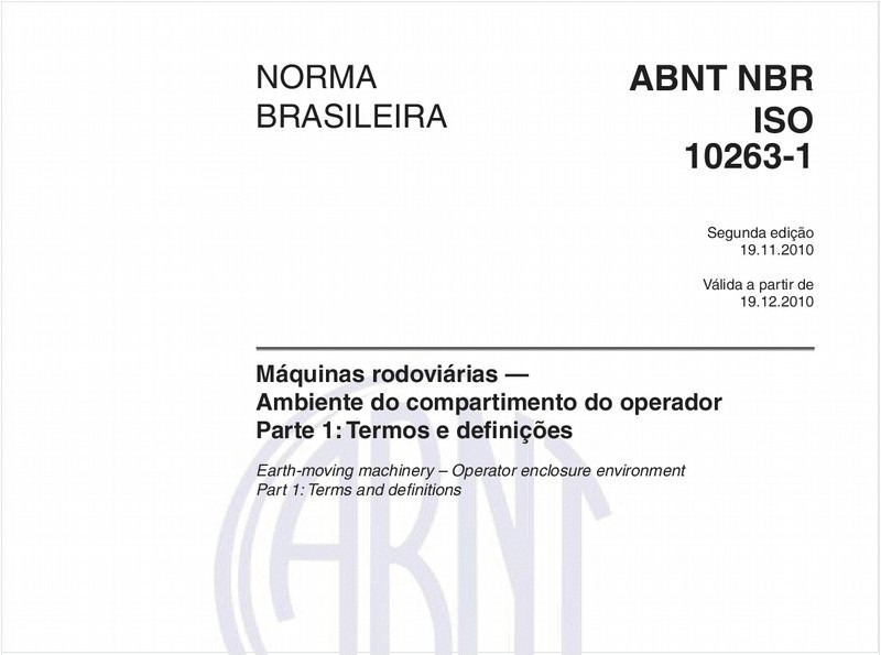 Máquinas rodoviárias — Ambiente do compartimento do operador - Parte 1: Termos e definições