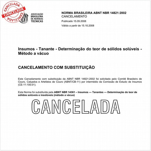 Insumos - Tanante - Determinação do teor de sólidos solúveis - Método a vácuo