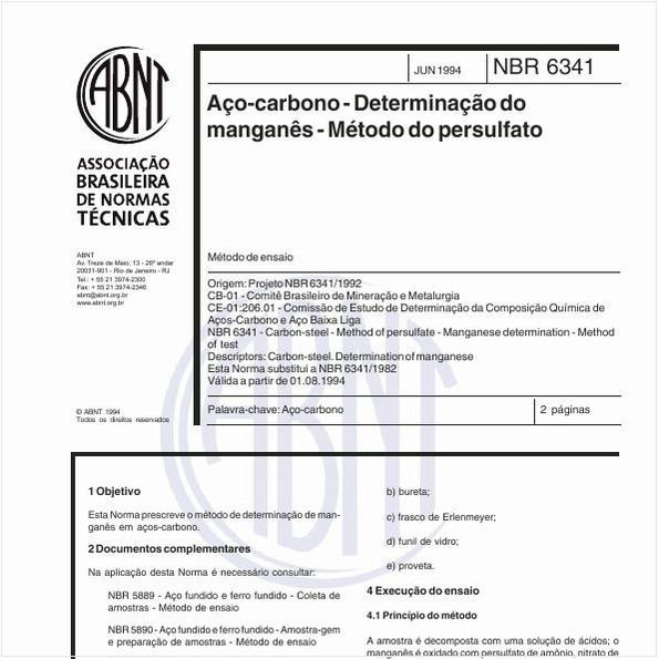 Aço-carbono - Determinação do manganês - Método do persulfato