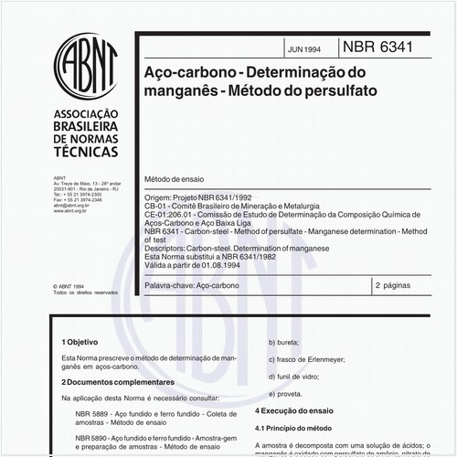 Aço-carbono - Determinação do manganês - Método do persulfato