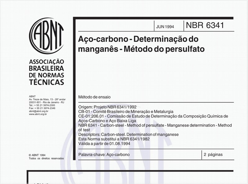 Aço-carbono - Determinação do manganês - Método do persulfato