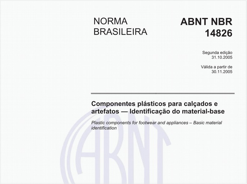 Componentes plásticos para calçados e artefatos - Identificação do material-base