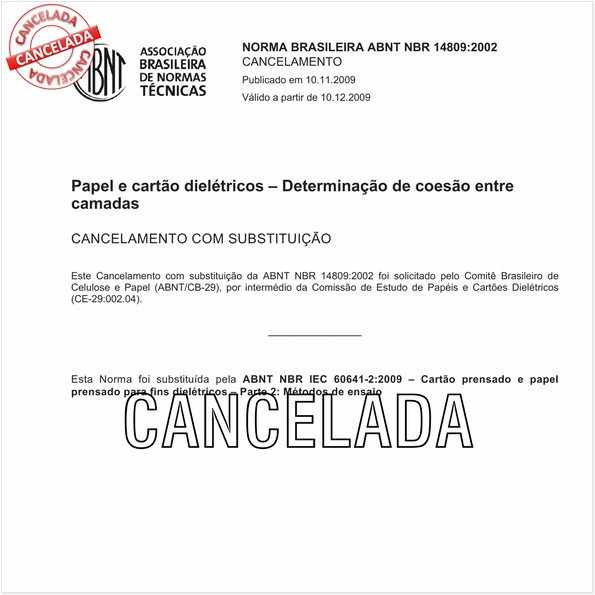 Papel e cartão dielétricos - Determinação da coesão entre camadas
