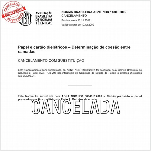 Papel e cartão dielétricos - Determinação da coesão entre camadas