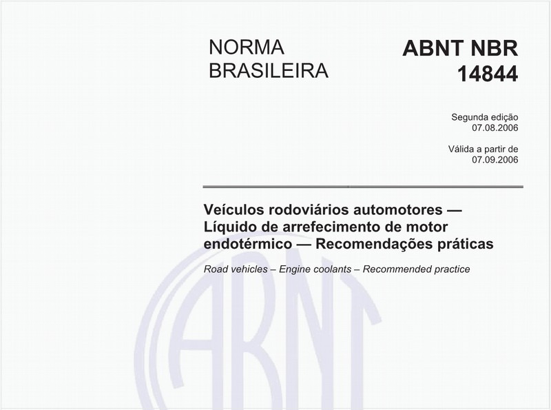 Veículos rodoviários automotores - Líquido de arrefecimento de motor endotérmico - Recomendações práticas