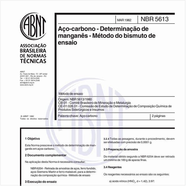 Aço-carbono - Determinação de manganês - Método do bismuto de ensaio