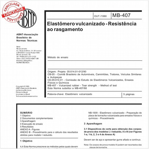 Elastômero vulcanizado - Resistência ao rasgamento