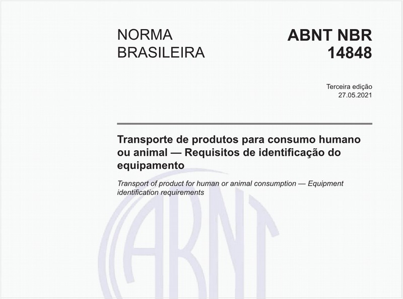 Transporte de produtos para consumo humano ou animal - Requisitos de identificação do equipamento