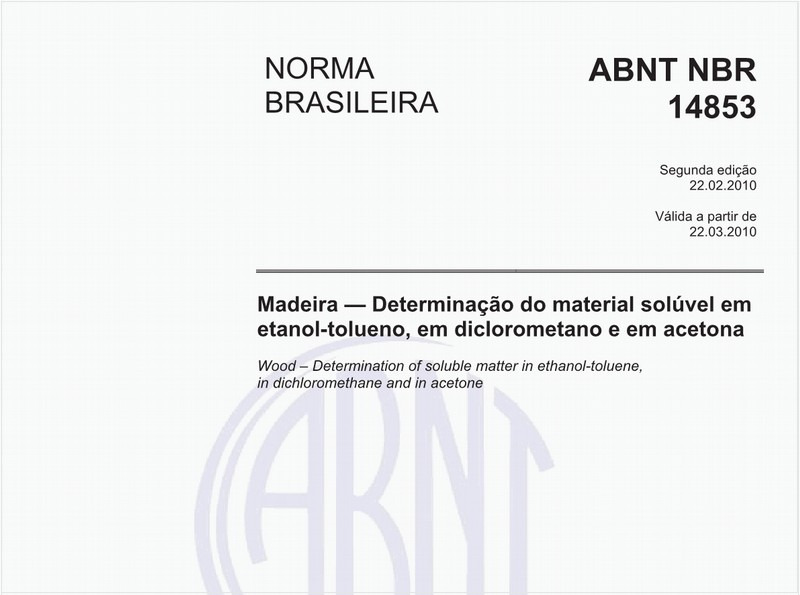 Madeira - Determinação do material solúvel em etanol-tolueno e em diclorometano e em acetona
