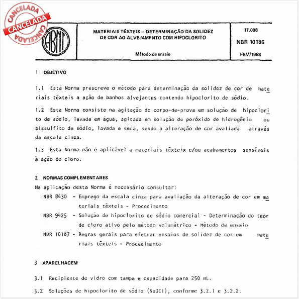 Materiais têxteis - Determinação da solidez de cor ao alvejamento com hipoclorito