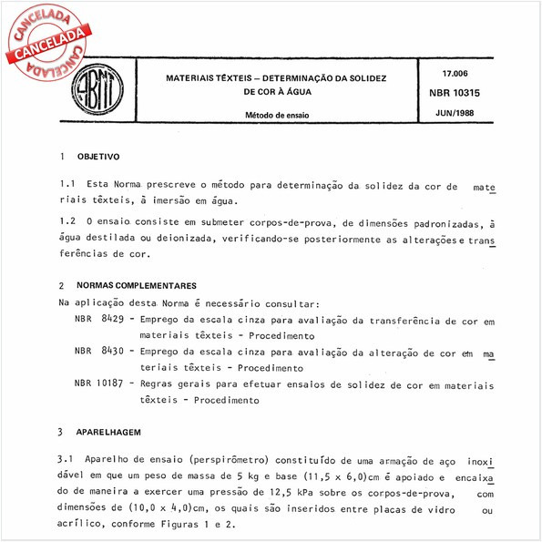 Materiais têxteis - Determinação da solidez de cor à água