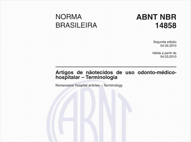 Artigos de nãotecidos de uso odonto-médico-hospitalar - Terminologia