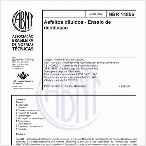 Asfaltos diluídos - Ensaio de destilação