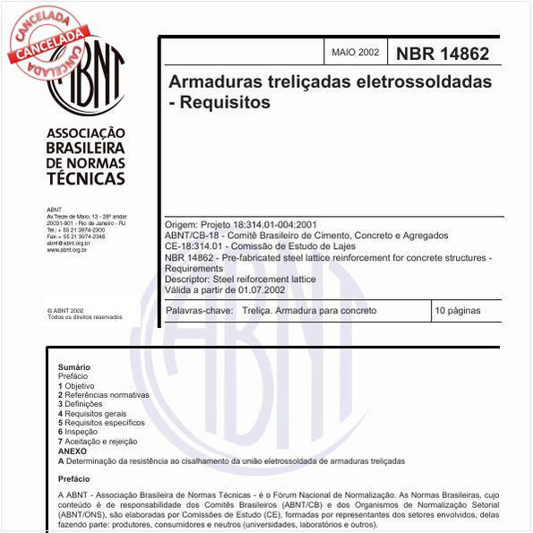 Armaduras treliçadas eletrossoldadas - Requisitos