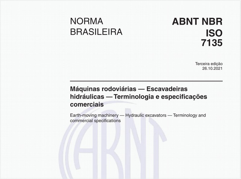 Máquinas rodoviárias — Escavadeiras hidráulicas — Terminologia e especificações comerciais