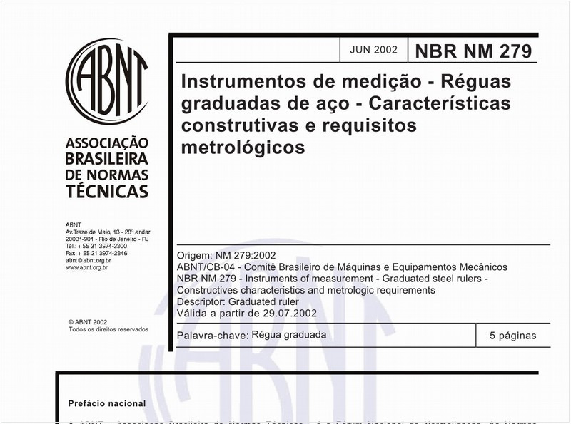 Instrumentos de medição - Réguas graduadas de aço - Características construtivas e requisitos metrológicos
