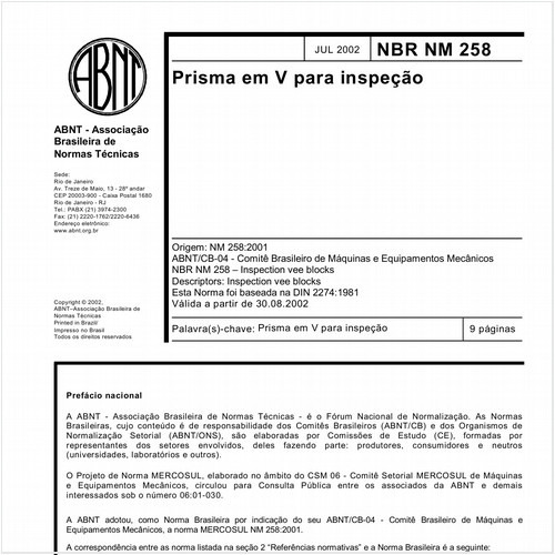 Prisma em V para inspeção