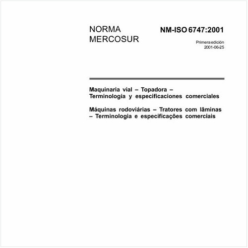 Máquinas rodoviárias - Tratores com lâminas - Terminologia e especificações comerciais