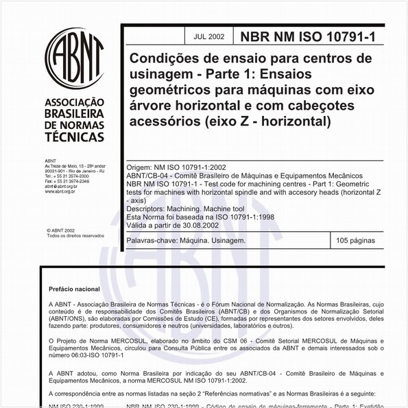 NBRNM-ISO10791-1 de 07/2002