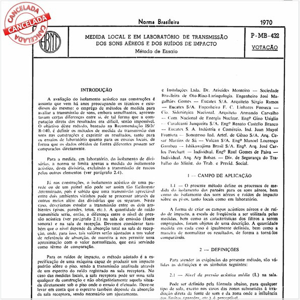 Medida local e em laboratório de transmissão dos sons aéreos e dos ruídos de impacto