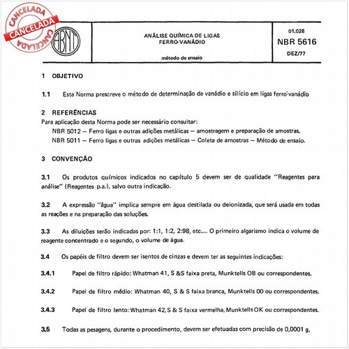 Ligas ferrovanádio - Análise química