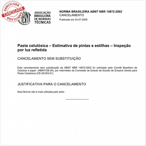 Pasta celulósica - Estimativa de pintas e estilhas - Inspeção por luz refletida