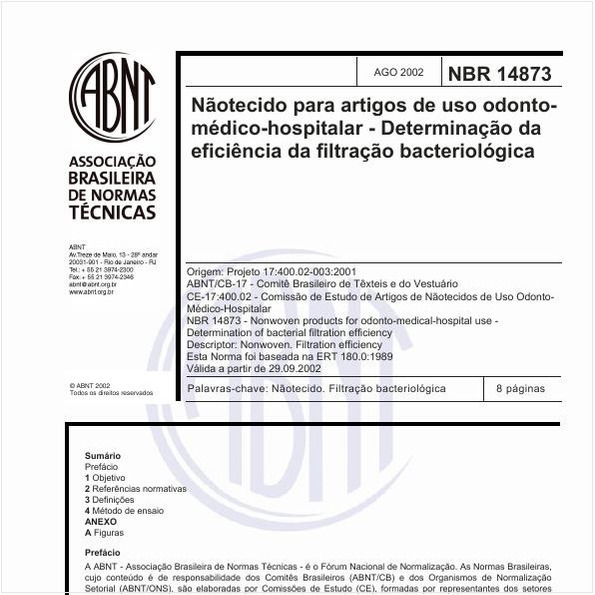 Nãotecido para artigos de uso odonto-médico-hospitalar - Determinação da eficiência da filtração bacteriológica