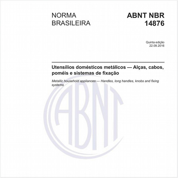 Utensílios domésticos metálicos — Alças, cabos, poméis e sistemas de fixação