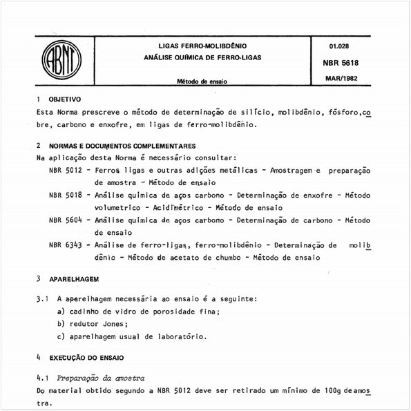 Ligas ferro-molibdênio - Análise química de ferro-ligas - Método de ensaio