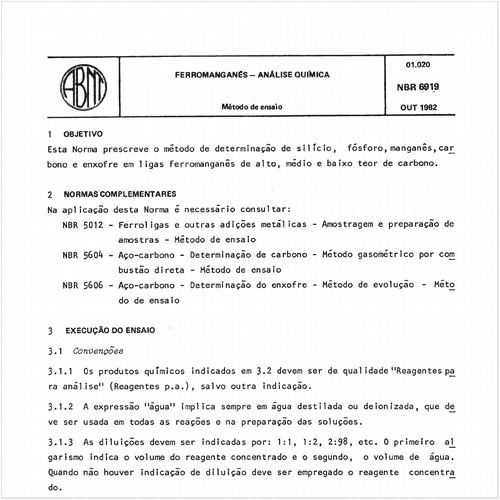 Ferromanganês - Análise química