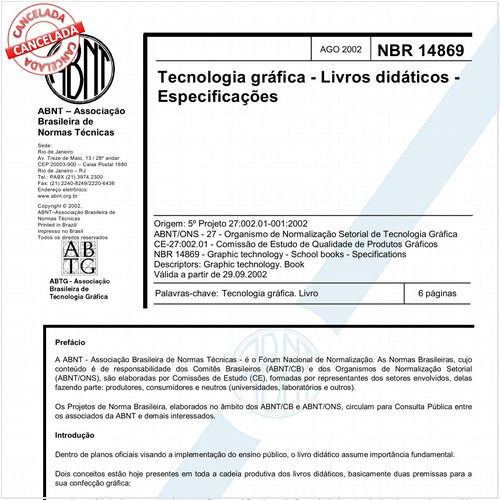 Tecnologia gráfica - Livros didáticos - Especificações