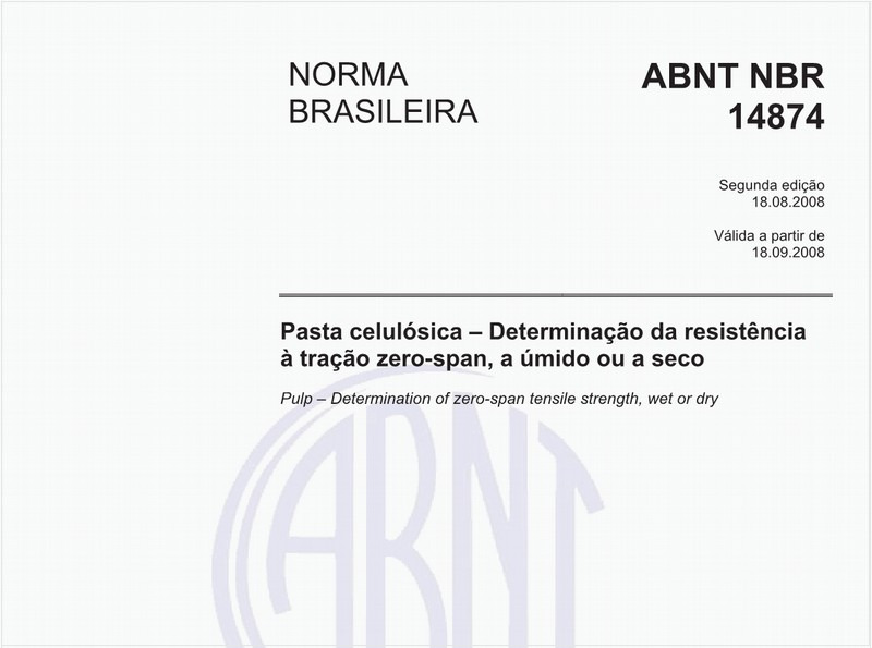 Pasta celulósica - Determinação da resistência à tração zero-span, a úmido ou a seco
