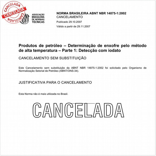 Produtos de petróleo - Determinação de enxofre pelo método de alta temperatura - Parte 1: Detecção com iodato