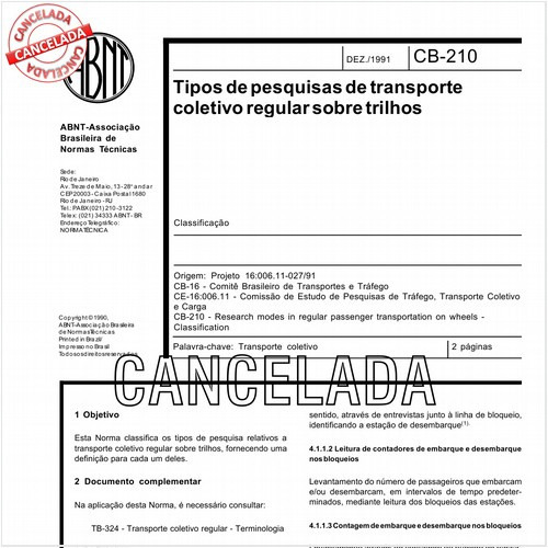 Tipos de pesquisas de transporte coletivo regular sobre trilhos