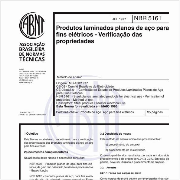 Produtos laminados planos de aço para fins elétricos - Verificação das propriedades