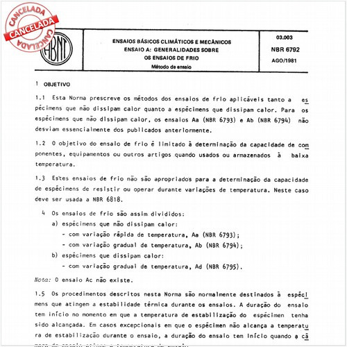 Ensaios básicos climáticos e mecânicos - Ensaio A: Generalidades sobre os ensaios de frio