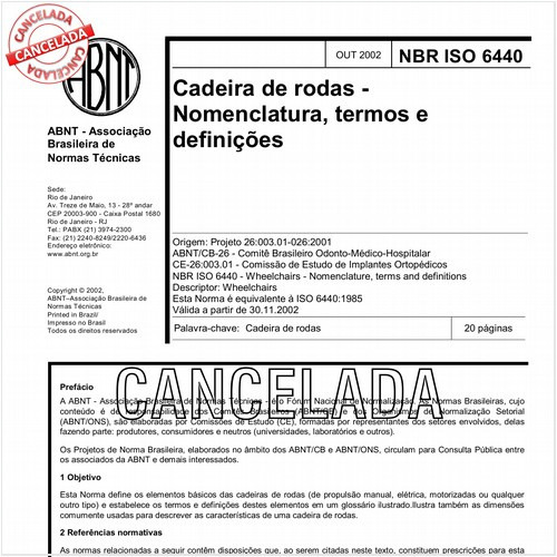 Cadeira de rodas - Nomenclatura, termos e definições