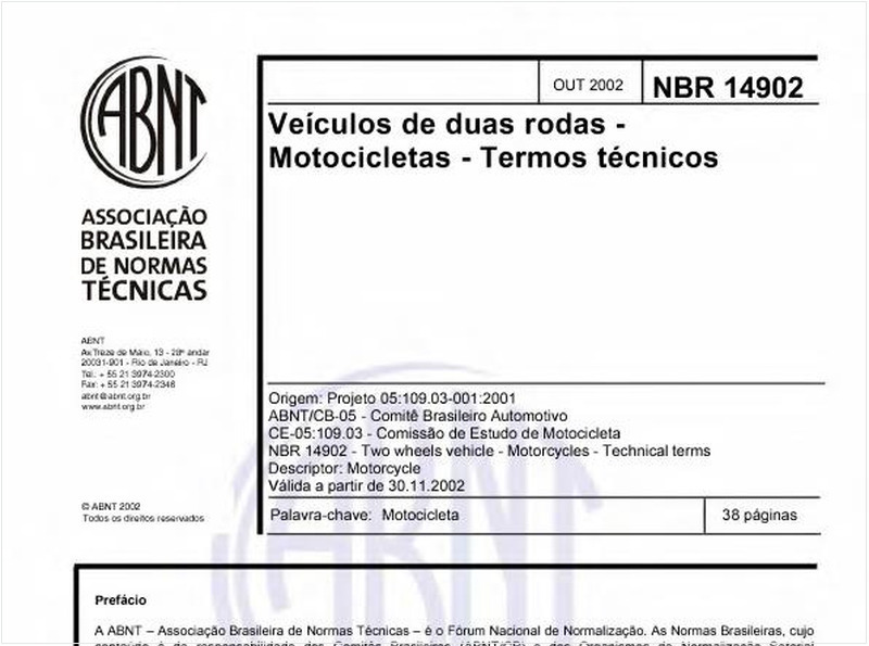 Veículos de duas rodas - Motocicletas - Termos técnicos
