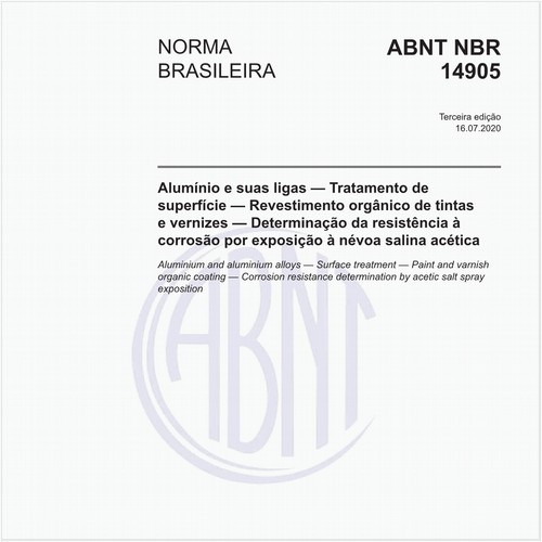 Alumínio e suas ligas — Tratamento de superfície — Revestimento orgânico de tintas e vernizes — Determinação da resistência à corrosão por exposição à névoa salina acética