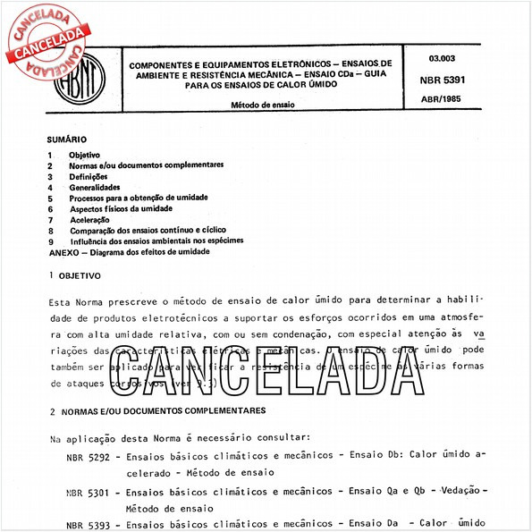 Componentes e equipamentos eletrônicos - Ensaios de ambiente e de resistência mecânica - Ensaio CDa - Guia para os ensaios de calor úmido