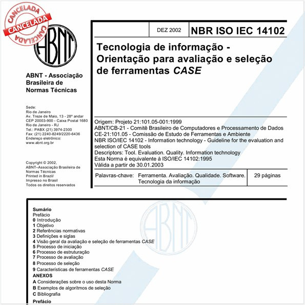 Tecnologia de informação - Orientação para avaliação e seleção de ferramentas CASE
