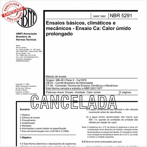 Ensaios básicos, climáticos e mecânicos - Ensaio Ca: calor úmido prolongado